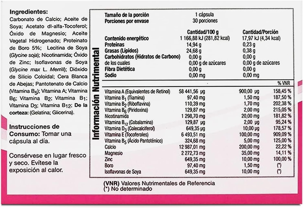 GELCAVIT MULIER 1.54 G C/30 CAP SUPLEMENTO ALIMENTICIO ISOFLAVONAS DE SOYA VITAMINAS Y MINERALES LAB PHARMACAPS