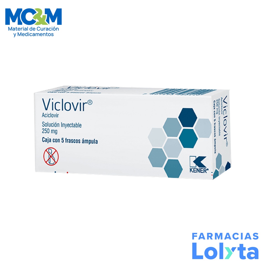 ACICLOVIR SOL INY 250 MG C/5 AMP VICLOVIR LAB KENER