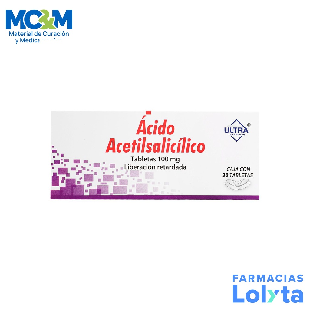 ACIDO ACETILSALICILICO 100 MG C/30 TAB LIBERACION RETARDADA LAB ULTRA