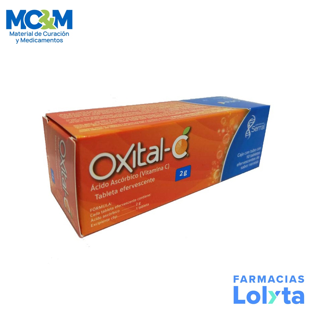 ACIDO ASCORBICO 2 G C/10 COMPRIMIDO VITAMINA C SABOR NARANJA OXITAL-C LAB SERRAL