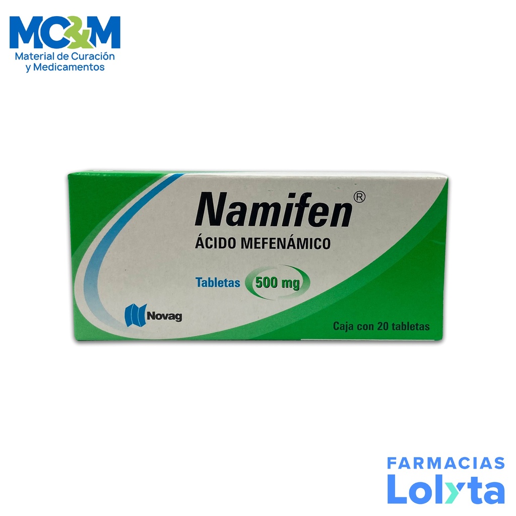 ACIDO MEFENAMICO 500 MG C/20 TAB NAMIFEN LAB NOVAG