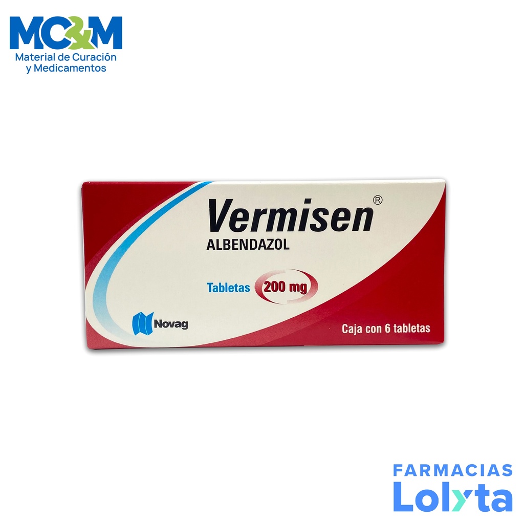 ALBENDAZOL 200 MG C/6 TAB VERMISEN LAB NOVAG