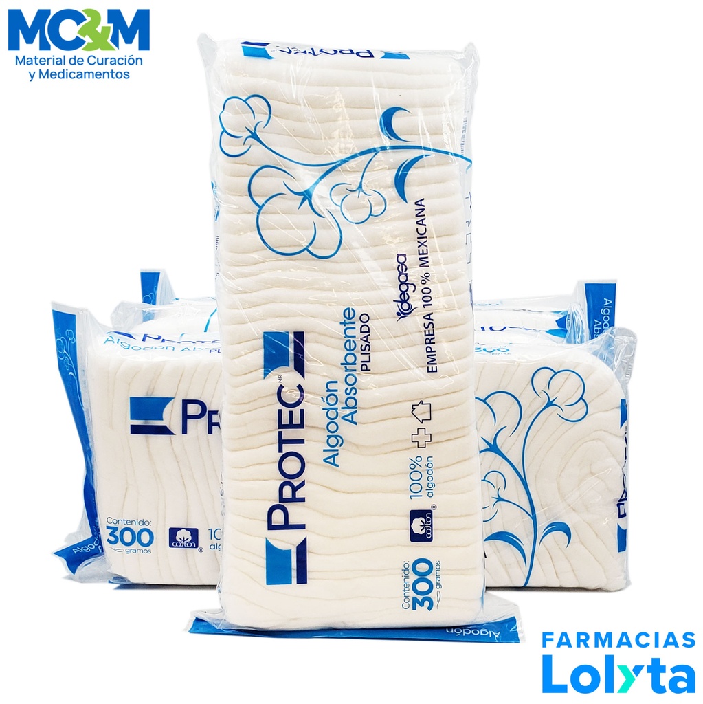 ALGODON ABSORBENTE PLISADO C/300 G PROTEC DEGASA 213090