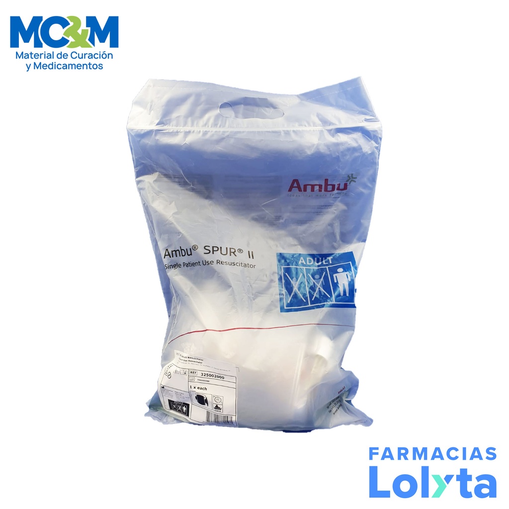 AMBU ADULTO RESUCITADOR DESECHABLE CON MASCARILLA Y FILTRO REF AF1040 VENTLAB