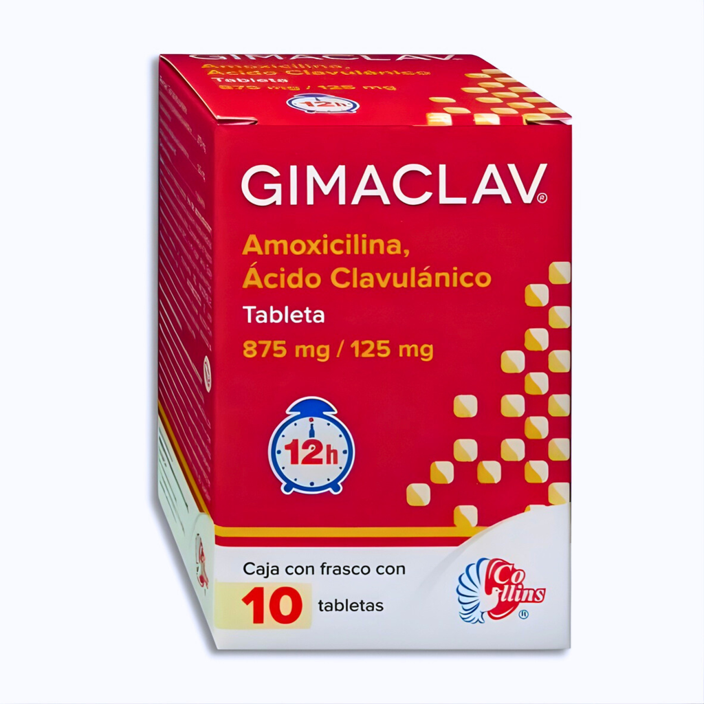 AMOXICILINA ACIDO CLAVULANICO 875/125 MG C/10 TAB GIMACLAV LAB COLLINS