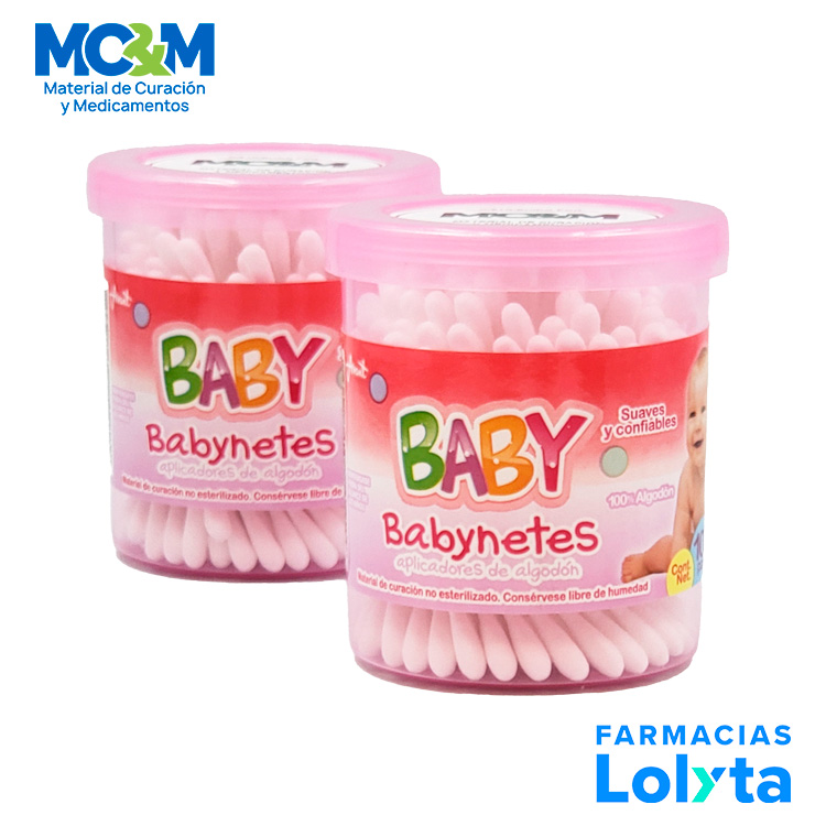 APLICADOR DE ALGODON BABYNETES ROSA C/100 PZ LAB AVANT