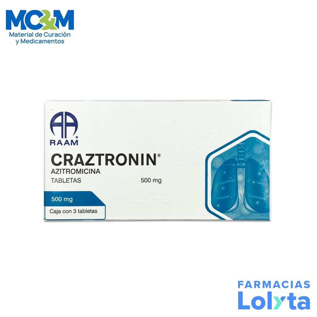 AZITROMICINA 500 MG C/3 TAB CRAZTRONIN LAB RAAM