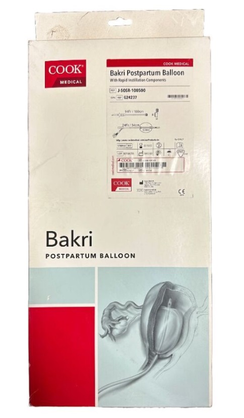 BALON DE BAKRI PARA HEMORRAGIA OBSTETRICA 24 FR LARGO 54 CM CAPACIDAD DE 500 ML REF J-SOS-100500 COOK MEDICAL