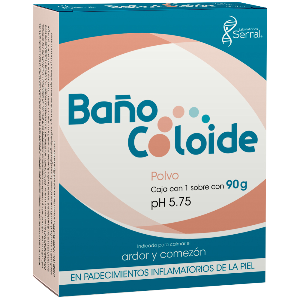 BAÑO COLOIDE POLVO 90 G C/1 SOBRE PH 5.75 HARINA DE SOYA POLIVIDONA (86.85/1.8 G) LAB SERRAL
