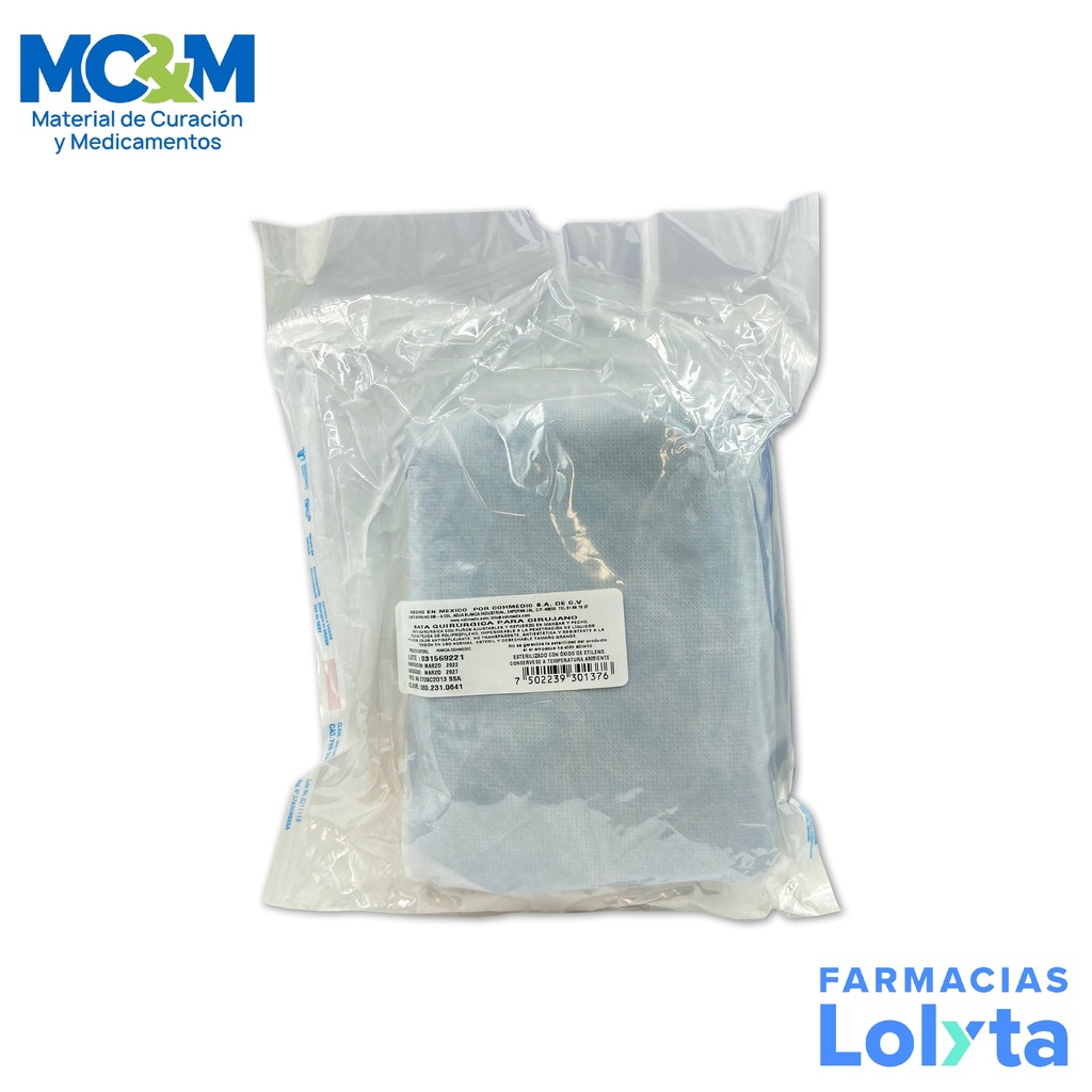 BATA QUIRURGICA PARA CIRUJANO ESTERIL MANGA LARGA TALLA GRANDE COHMEDIC