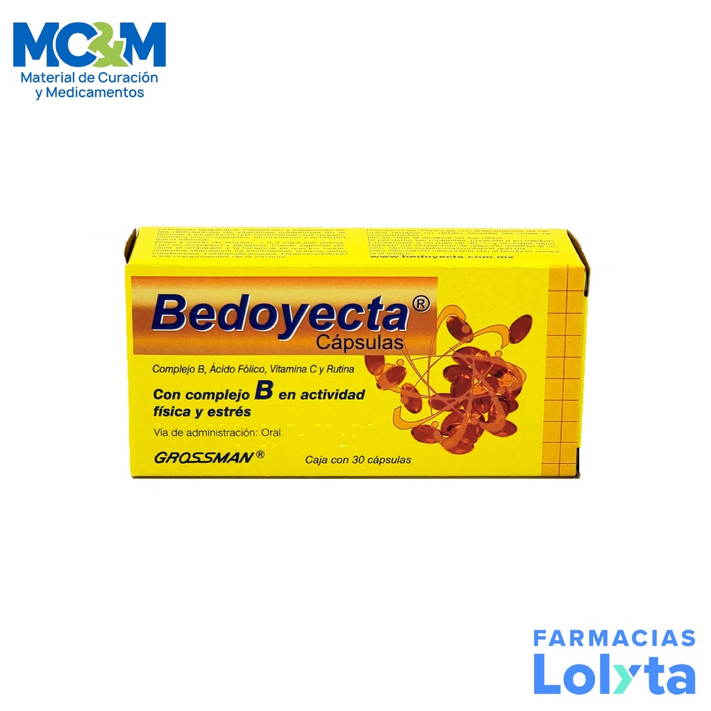 BEDOYECTA C/30 CAP COMPLEJO B ACIDO FOLICO VITAMINA C RUTINA LAB GROSSMAN