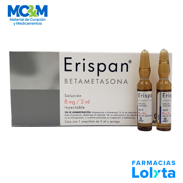 BETAMETASONA SOL INY 8 MG/2 ML IM/IV ERISPAN C/JERINGA LAB MAVER