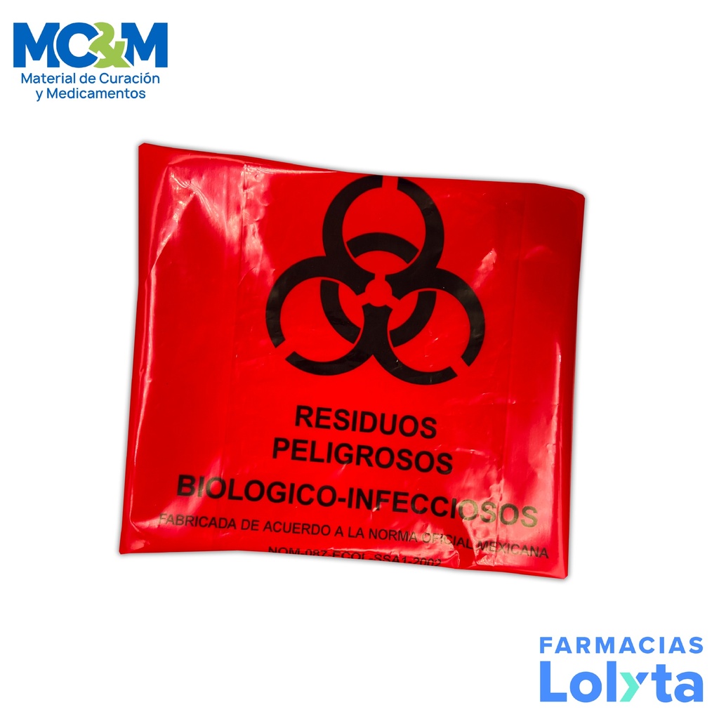 BOLSA ROJA RPBI 55 X 60 CM CON FUELLE DH