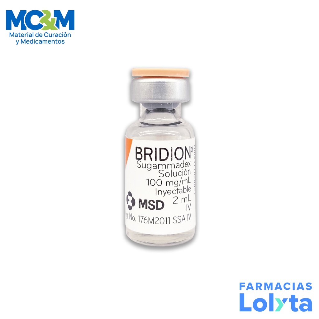 BRIDION SOL INY 100MG/ML C/1 FCO AMPULA 2ML SUGAMMADEX LAB MSD