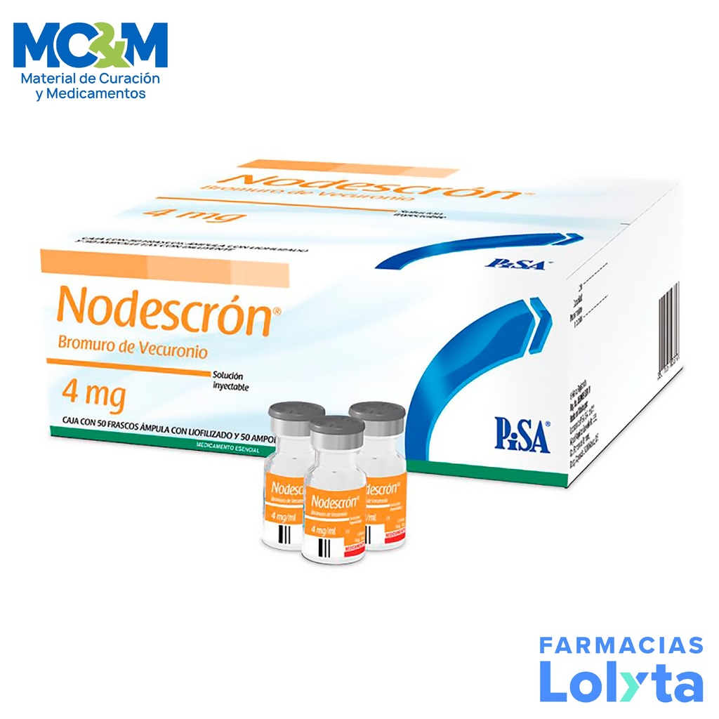 BROMURO DE VECURONIO NODESCRON SOL INY 4MG/1ML LAB PISA