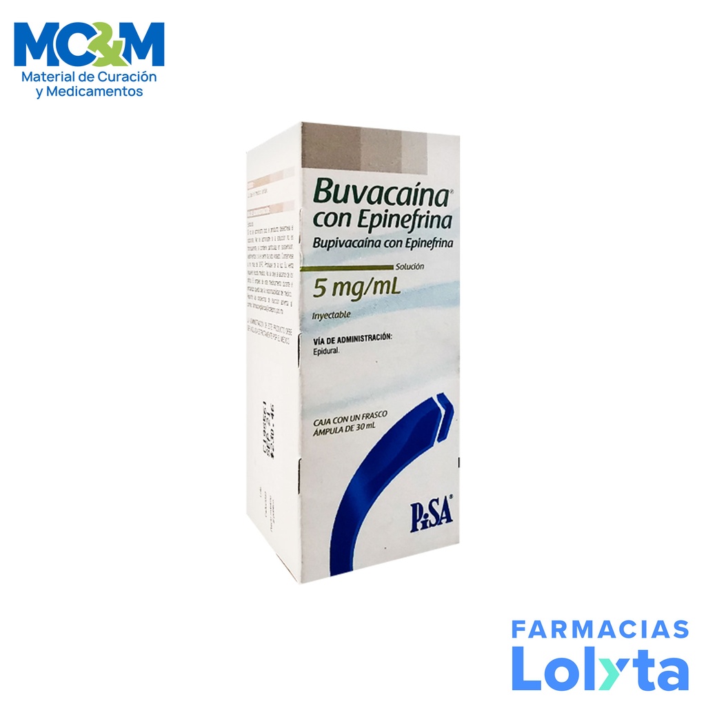 BUPIVACAINA CON EPINEFRINA SOL INY 5 MG/ML 30 ML BUVACAINA CON EPINEFRINA LAB PISA