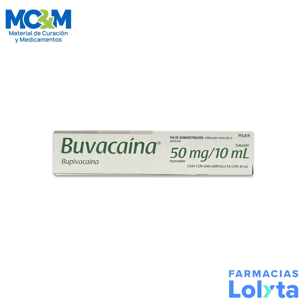 BUPIVACAINA SOL INY 50 MG/10 ML C/1 AMP BUVACAINA LAB PISA