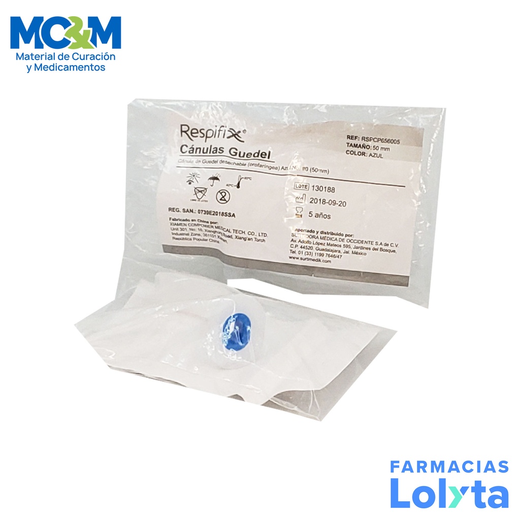CANULA DE GUEDEL NO. 0 50 MM AZUL RESPIFIX (OROFARINGEA)