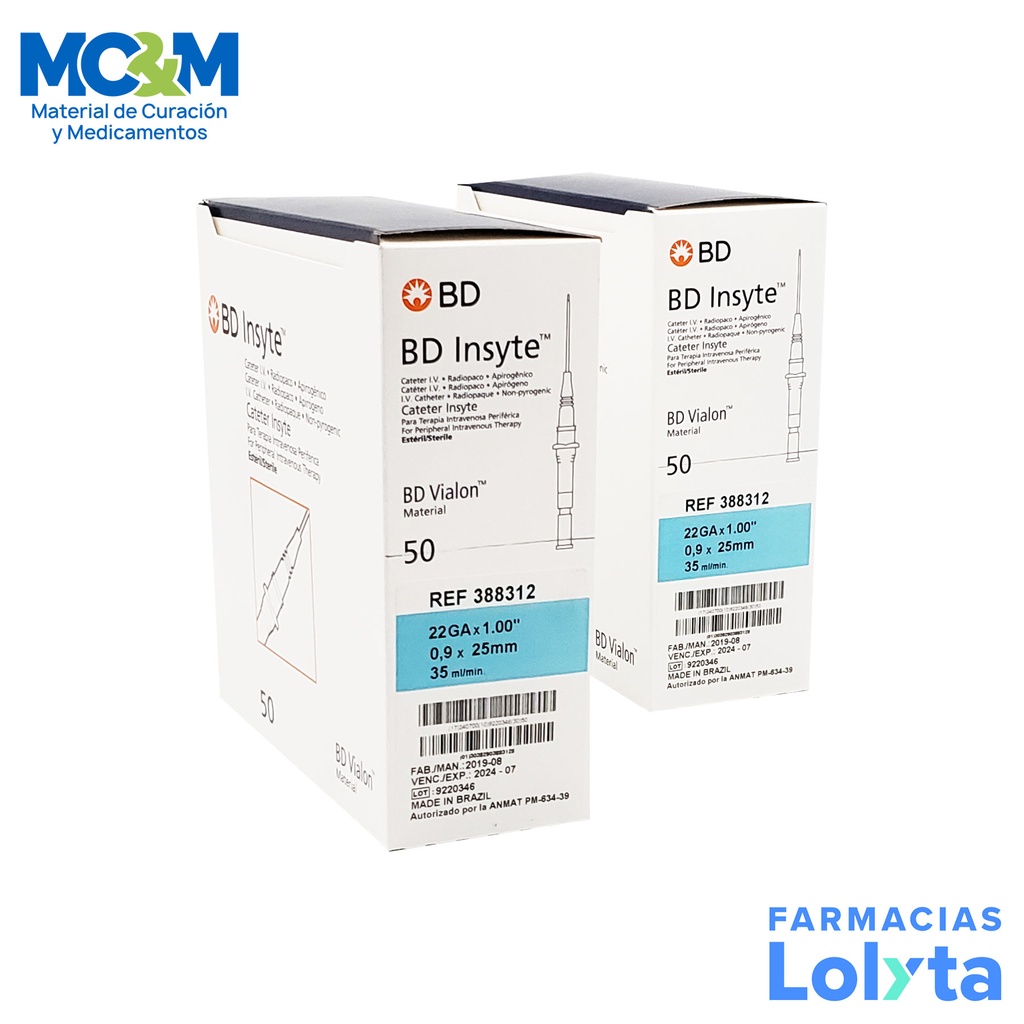 CATETER INSYTE AZUL #22 C/50 REF 388312 BD