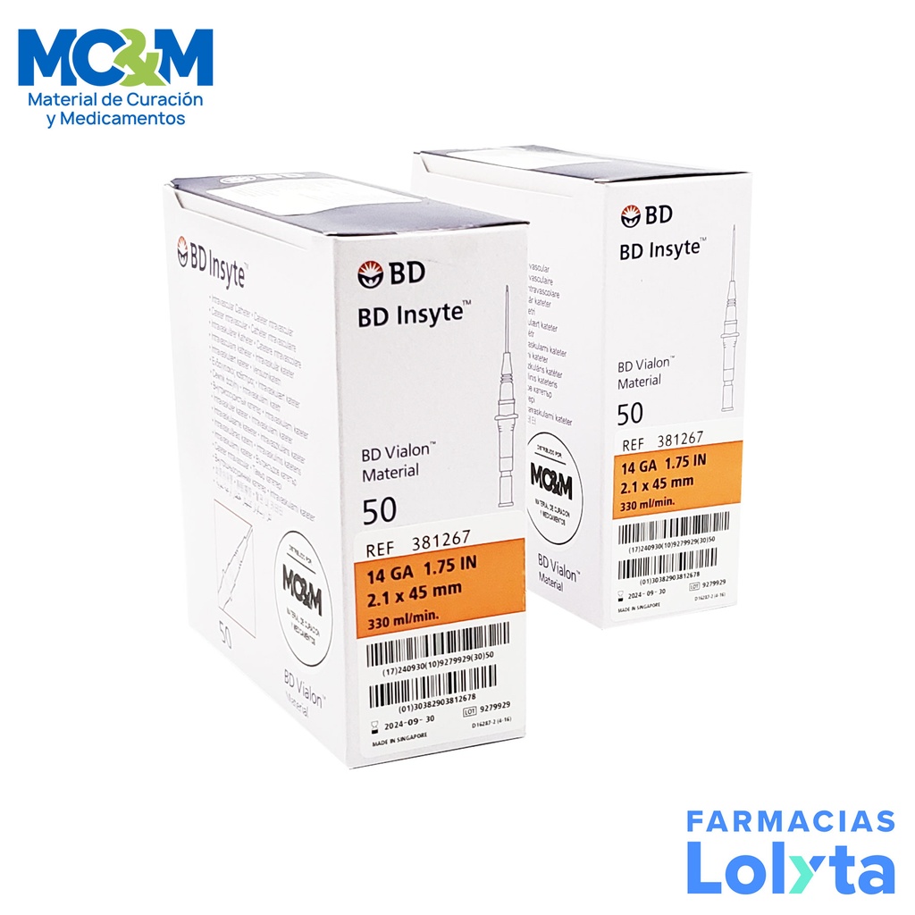 CATETER INSYTE NARANJA #14 C/50 REF 381267 BD