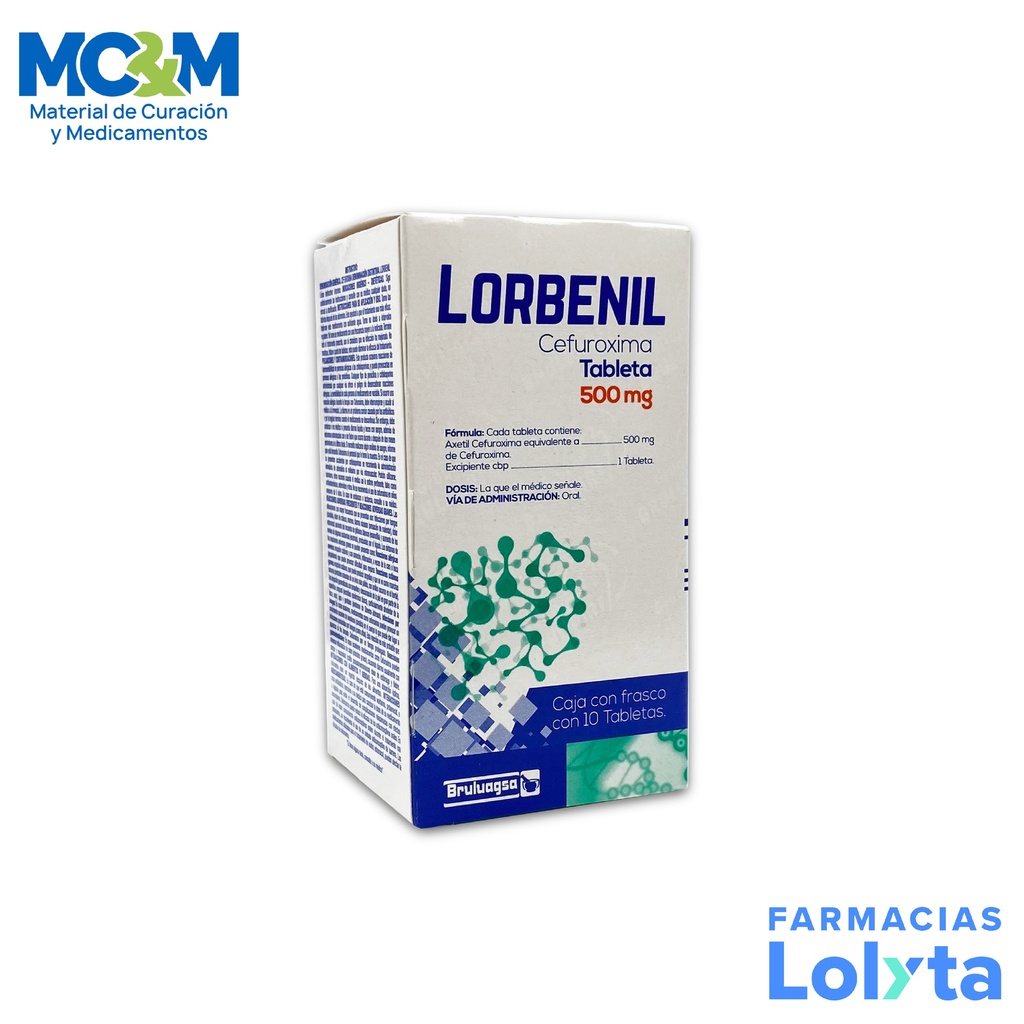 CEFUROXIMA 500 MG C/10 TAB LORBENIL LAB BRULUAGSA