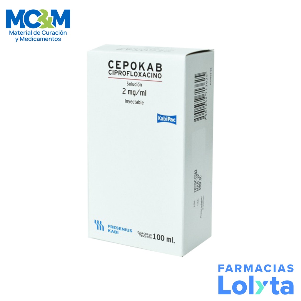 CIPROFLOXACINO SOL INY 200 MG/ 100 ML C/100 ML CEPOKAB LAB FRESENIUS