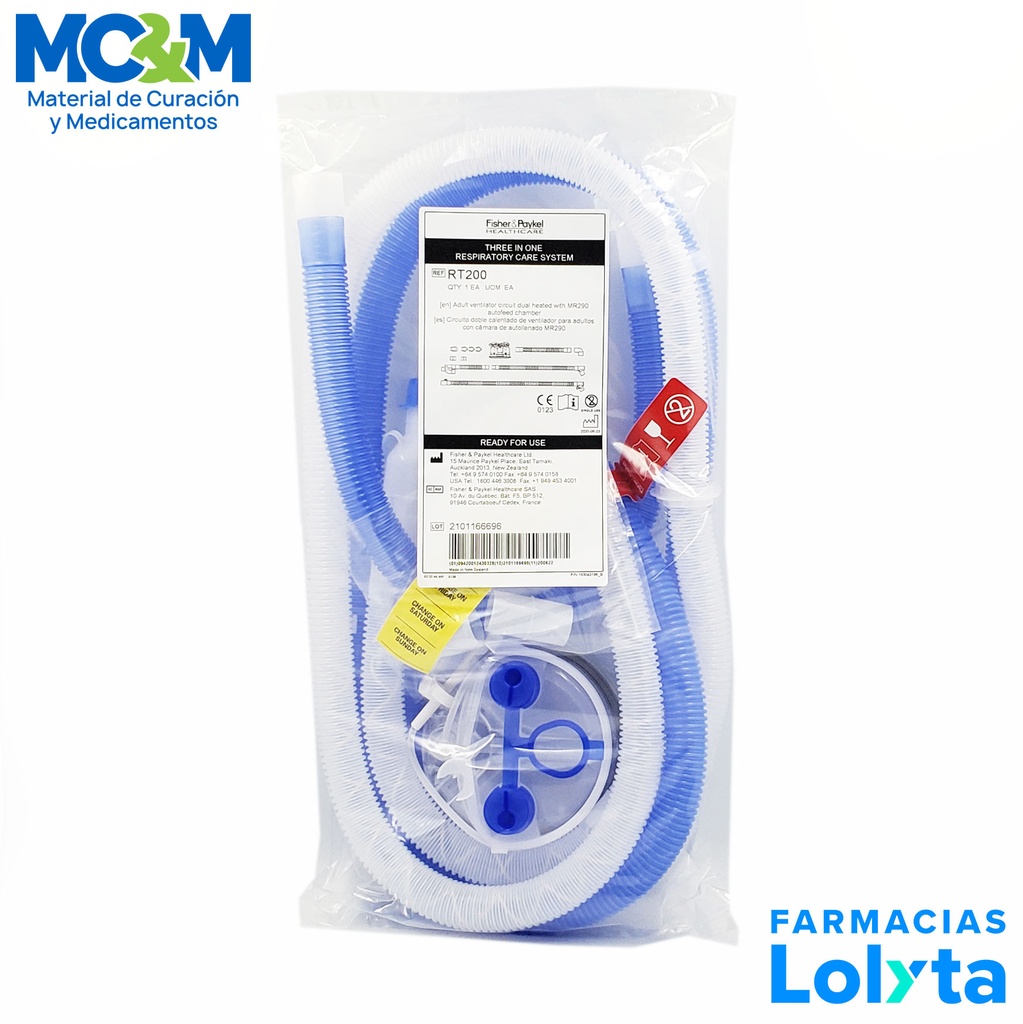 CIRCUITO PARA VENTILADOR INVASIVO CON CASCADA ADULTO REF RT200 FISHER&PAYKEL