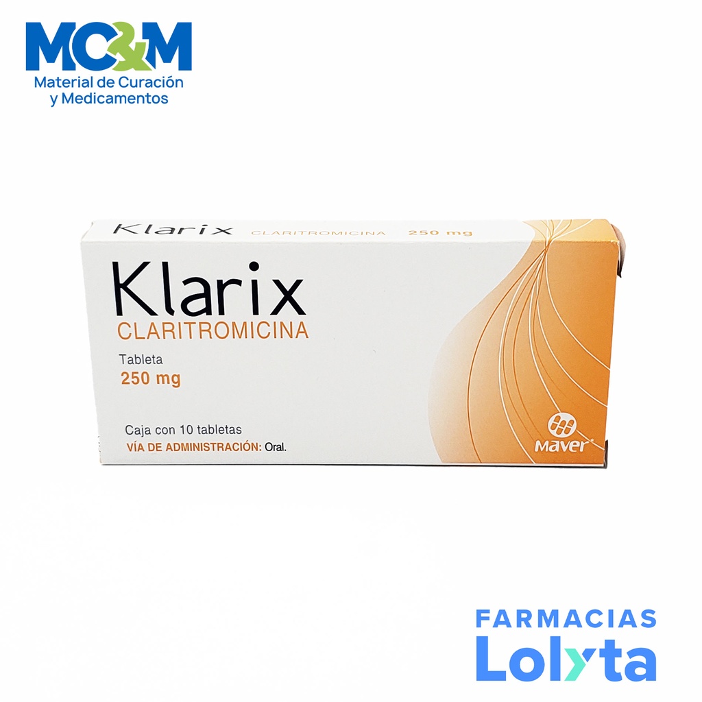 CLARITROMICINA 250 MG C/10 TAB KLARIX LAB MAVER