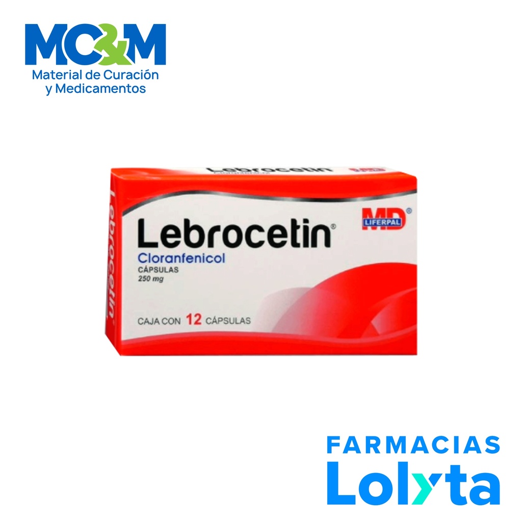 CLORANFENICOL 250 MG C/12 CAP LEBROCETIN LAB LIFERPAL MD