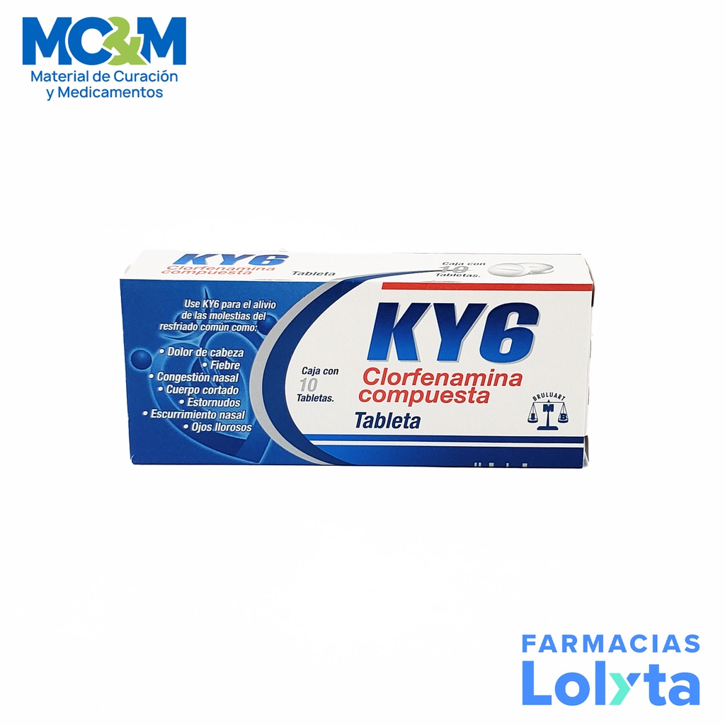 CLORFENAMINA COMPUESTA (PARACETAMOL CAFEINA FENILEFRINA CLORFENAMINA) 500/25/5/4 MG C/10 TAB KY6 LAB BRULUART