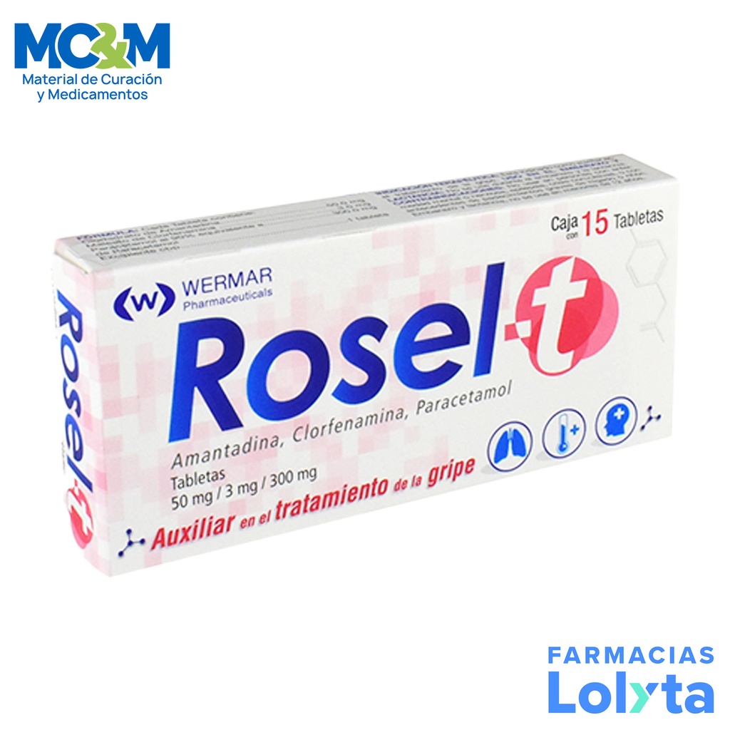 AMANTADINA CLORFENAMINA PARACETAMOL 50/3/300MG C/15 TAB ROSEL T LAB WERMAR