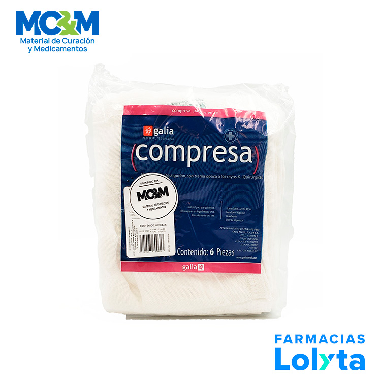 COMPRESA NO ESTERIL 70X45 C/6 GALIA