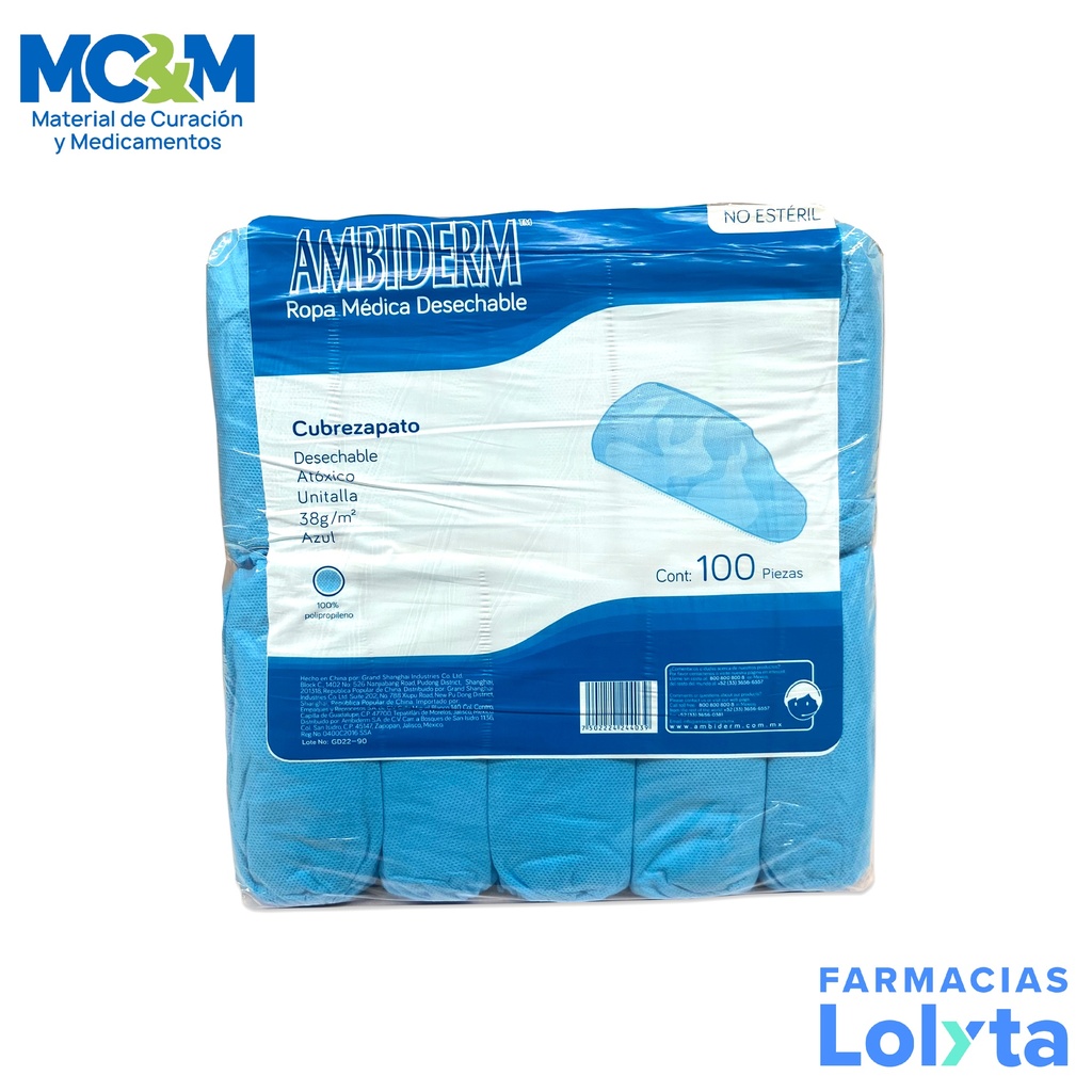 CUBRE ZAPATO SIN ANTIDERRAPANTE C/100 PIEZAS AMBIDERM
