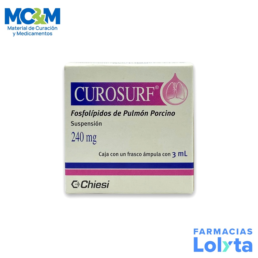 CUROSURF SUSPENSION INY 240 MG/3 ML FOSFOLIPIDOS DE PULMON PORCINO LAB CHIESI (RF)