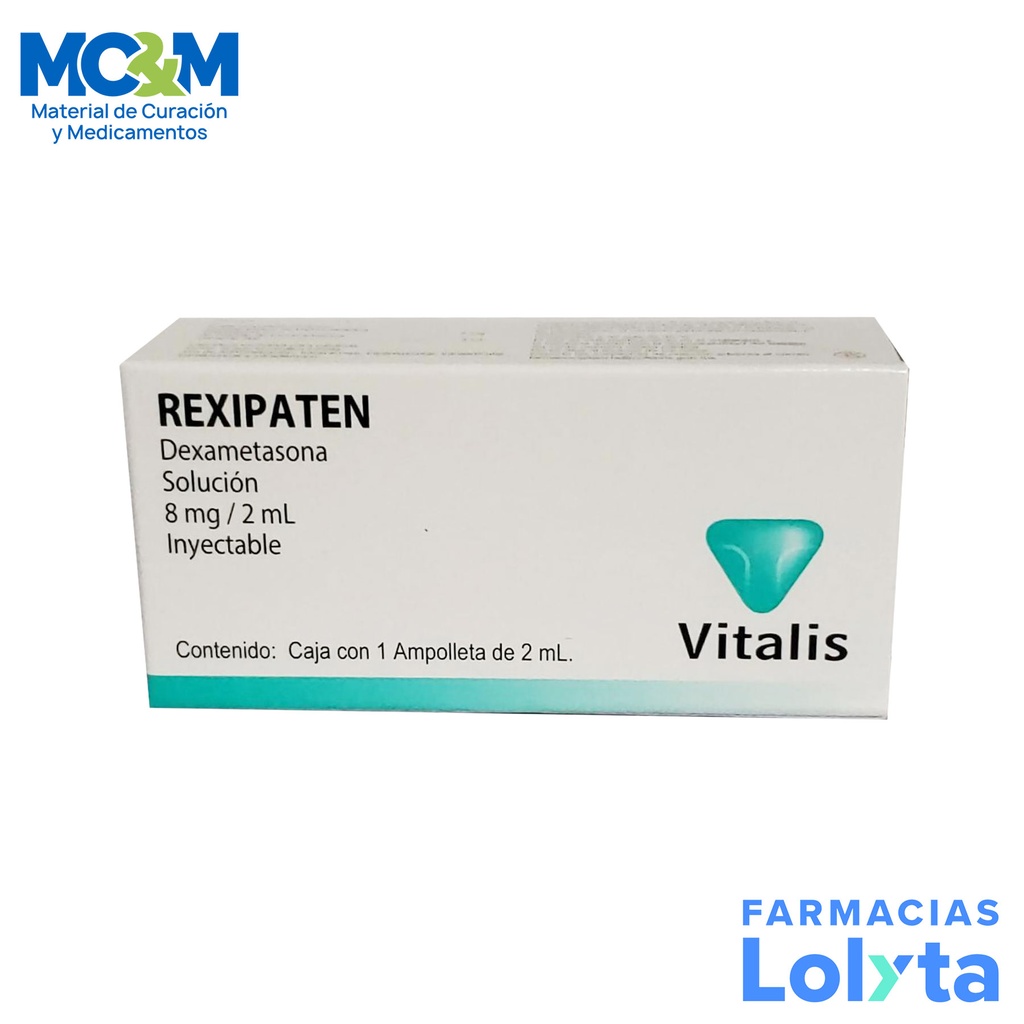 DEXAMETASONA SOL INY 8 MG/2 ML C/1 AMP REXIPATEN LAB VITALIS