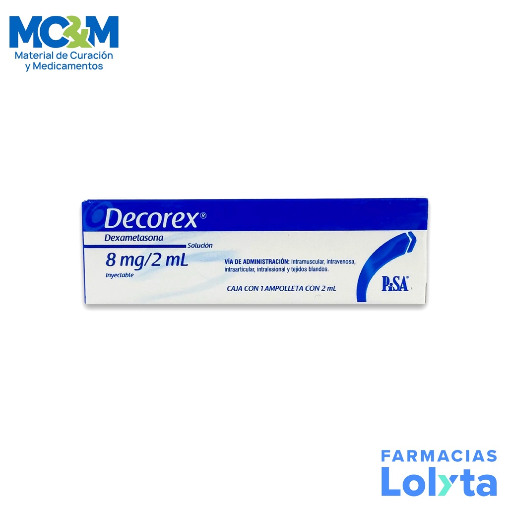 DEXAMETASONA SOL INY 8MG/2ML DECOREX CRISTAL LAB PISA