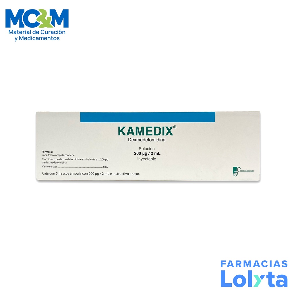 DEXMEDETOMIDINA SOL INY 200 MCG/2 ML C/5 AMP KAMEDIX LAB FARMADEXTRUM