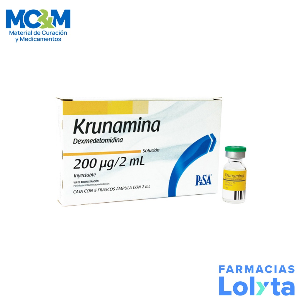 DEXMEDETOMIDINA SOL INY 200 MCG/2 ML C/5 AMP KRUNAMINA LAB PISA