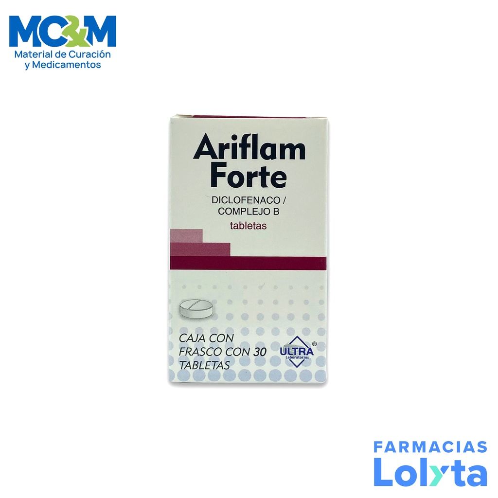 DICLOFENACO COMPLEJO B (TIAMINA/PIRIDOXINA/CIANOCOBALAMINA) 50/50/50/1 MG C/30 TAB ARIFLAM FORTE LAB ULTRA