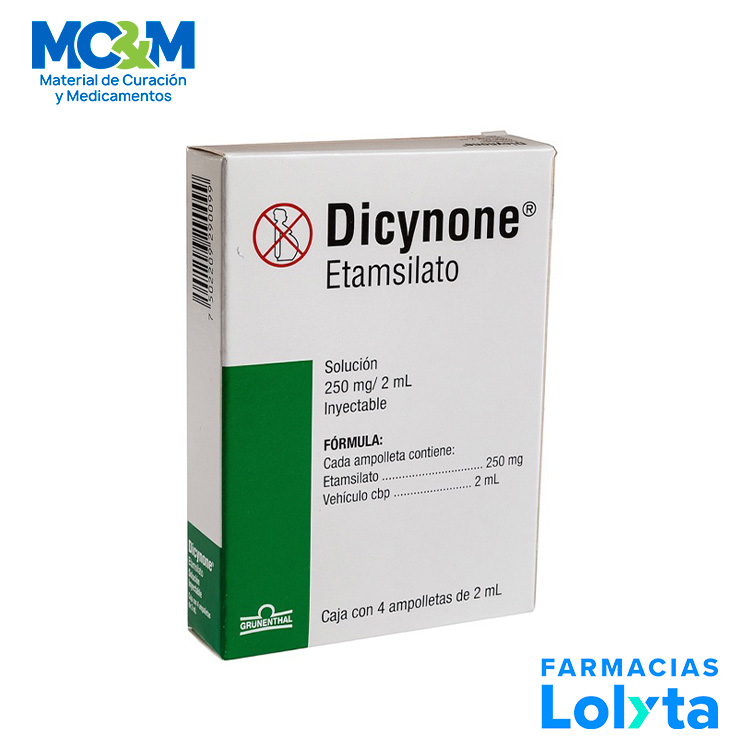 DICYNONE SOL INY 250 MG/2 ML C/4 AMP ETAMSILATO LAB GRUNENTHAL