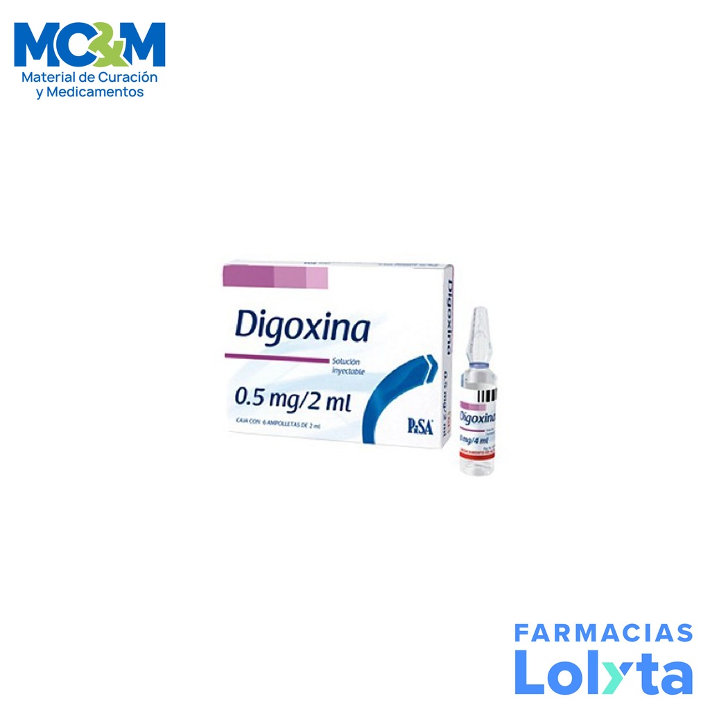 DIGOXINA SOL INY 0.5MG/2ML C/6 AMP LAB PISA