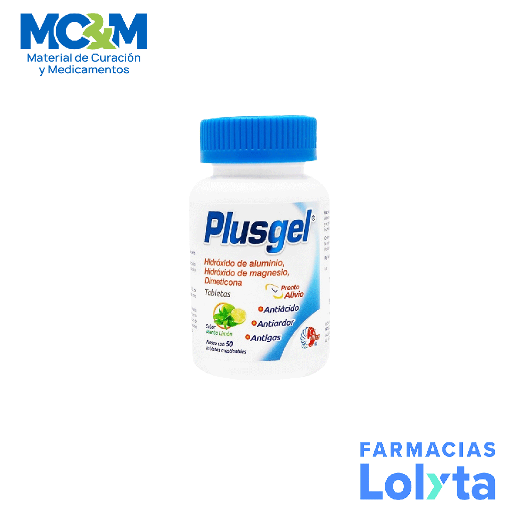 ALUMINIO MAGNESIO DIMETICONA 200/200/20 MG C/50 TAB MASTICABLES PLUSGEL LAB COLLINS