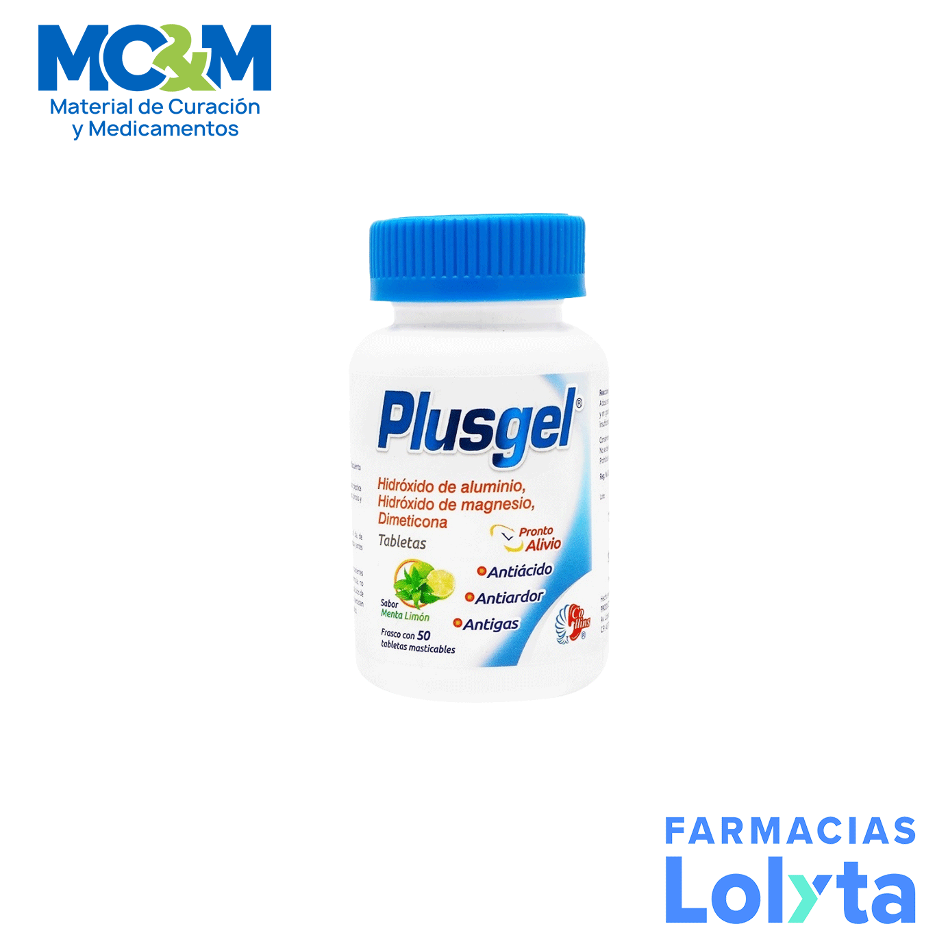 ALUMINIO MAGNESIO DIMETICONA 200/200/20 MG C/50 TAB MASTICABLES PLUSGEL LAB COLLINS