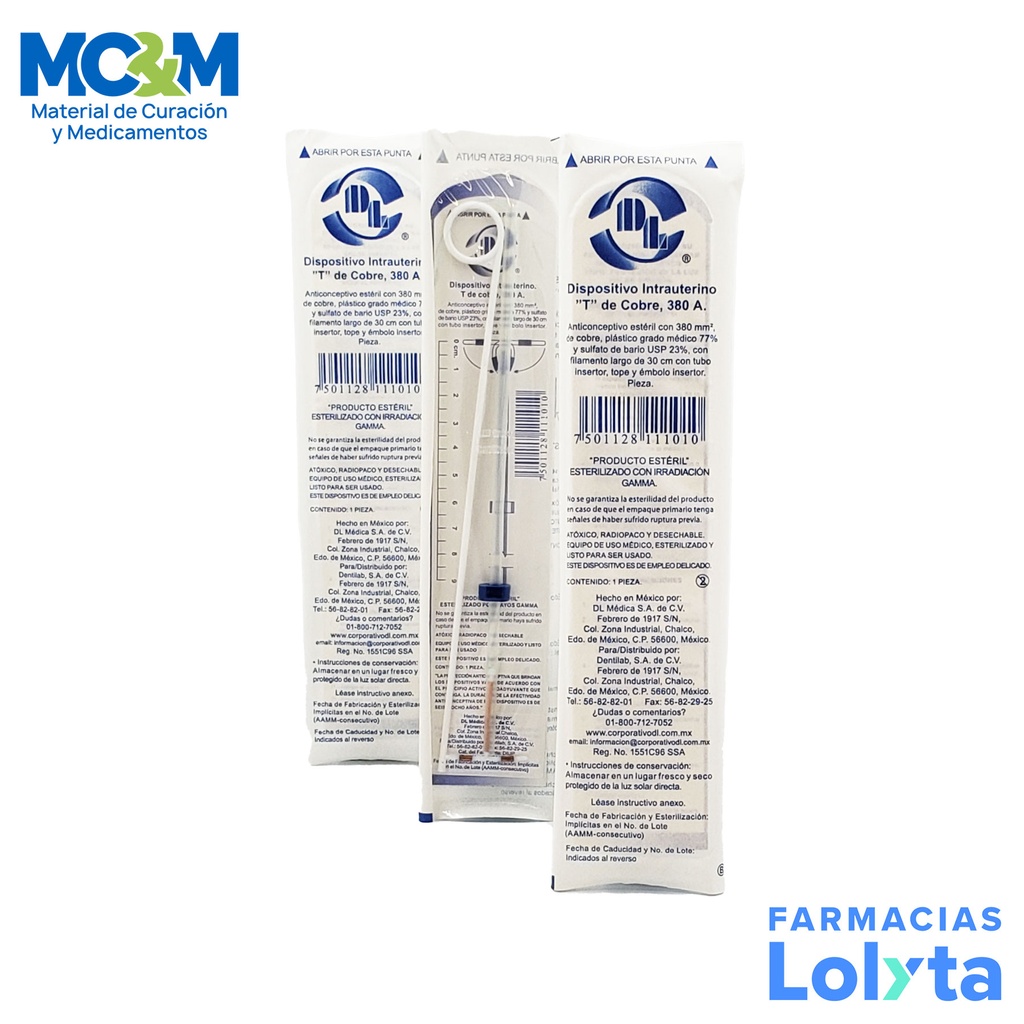 DISPOSITIVO INTRAUTERINO DIU "T" DE COBRE 380 A DENTILAB