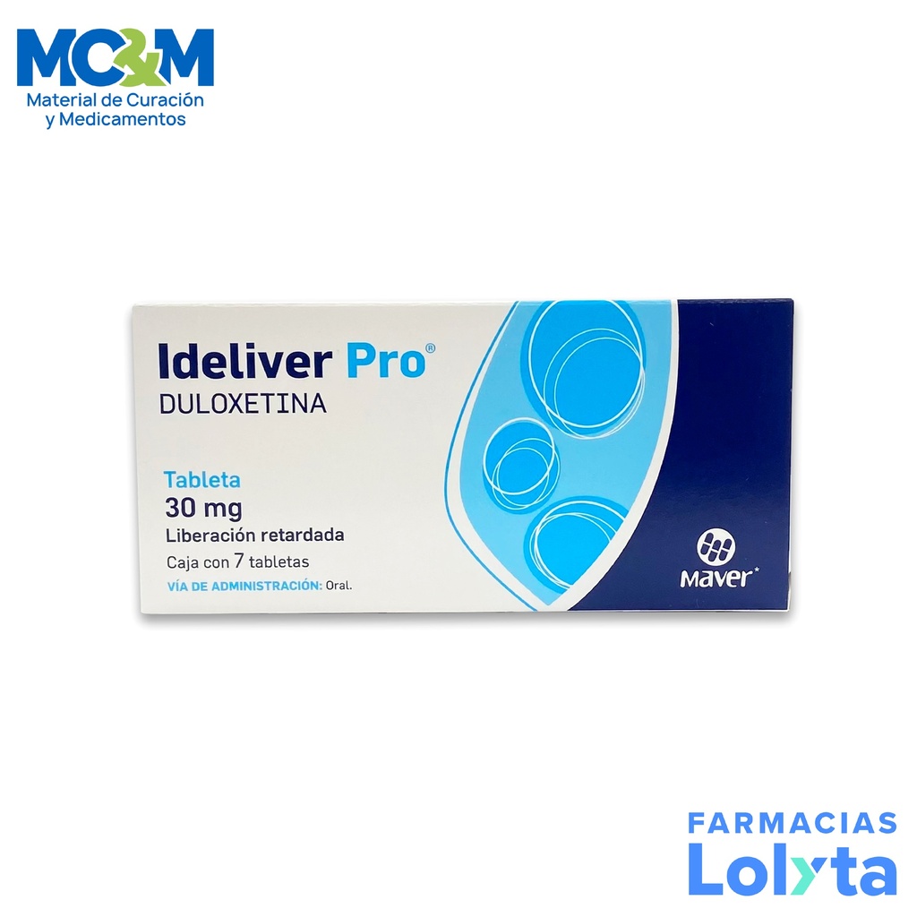 DULOXETINA 30 MG C/7 TAB LIBERACION RETARDADA IDELIVER PRO LAB MAVER