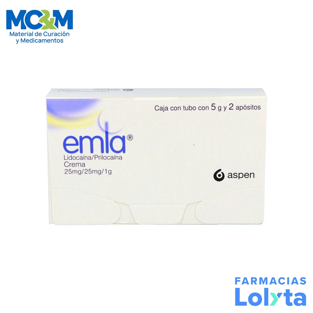 EMLA CREMA 25MG/25MG/1G LIDOCAINA PRILOCAINA C/5 G LAB ASPEN
