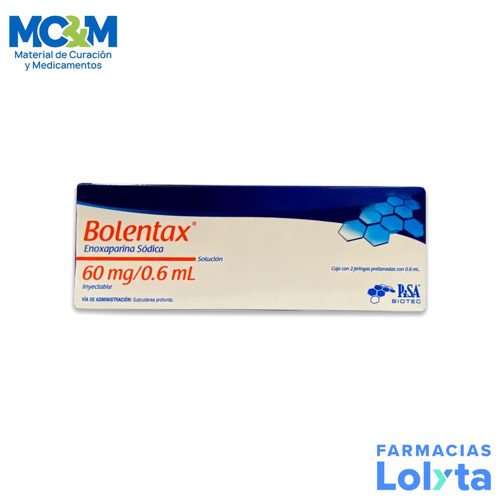 ENOXAPARINA SODICA SOL INY 60 MG/0.6 ML C/2 JERINGAS PRELLENADAS BOLENTAX LAB PISA
