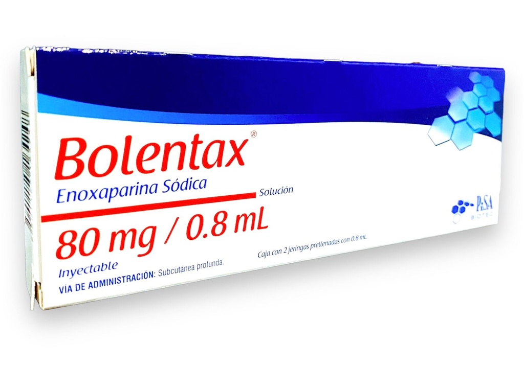ENOXAPARINA SODICA SOL INY 80 MG/0.8 ML C/2 JERINGAS PRELLENADAS BOLENTAX LAB PISA