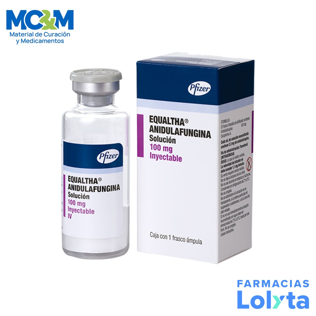 EQUALTHA ANIDULAFUNGINA SOL INY 100 MG C/FRASCO LAB PFIZER (RF)