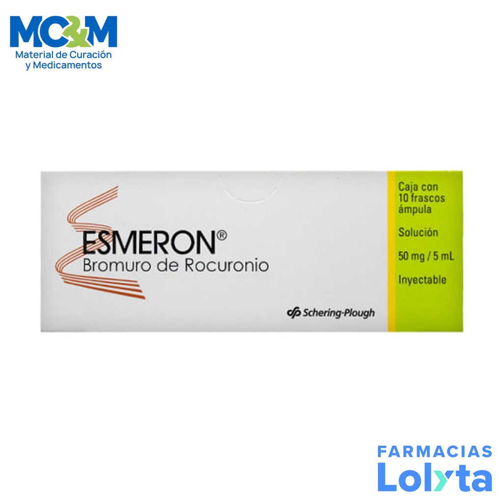ESMERON SOL INY BROMURO DE ROCURONIO 50 MG/ 5 ML C/10 LAB MSD (RF)